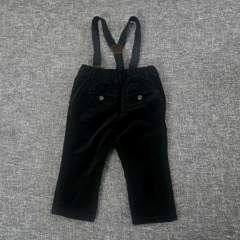 Gymboree Black Corduroy Suspenders Pants Baby Boys 6-9 Months Formal Holiday